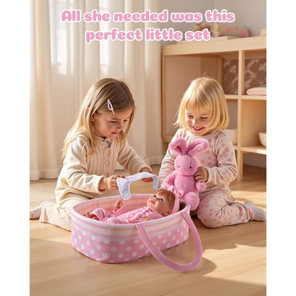 8 Pcs Baby Doll Accessories Outfit fit Newborn Babies Doll Girl Clothes Bassinet - Picture 6 of 7